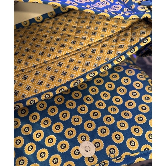 Vera Bradley Riviera Blue Lindsay Messenger Shoulder  Bag Yellow Flowers‎ New - Picture 8 of 9